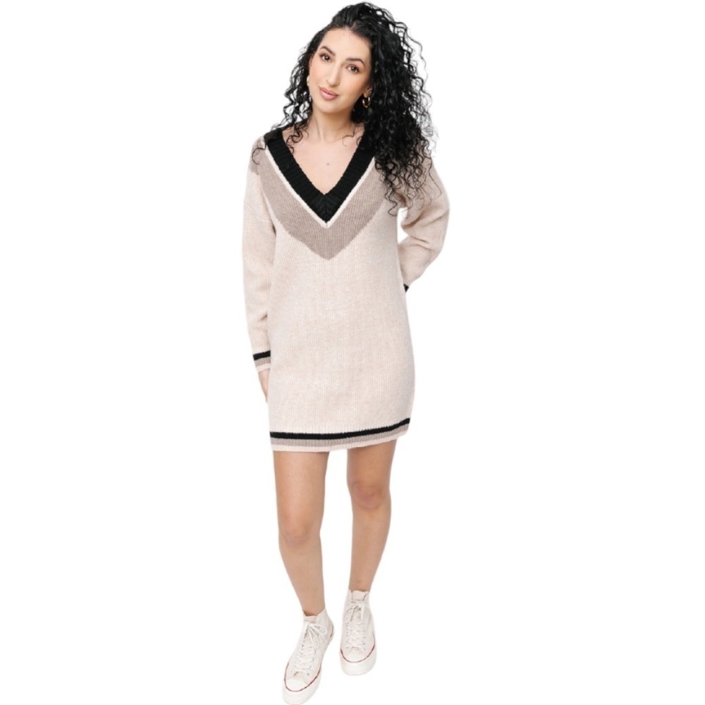 SMASH + Tess Wren Dress- Birch Combo Sweater Dress